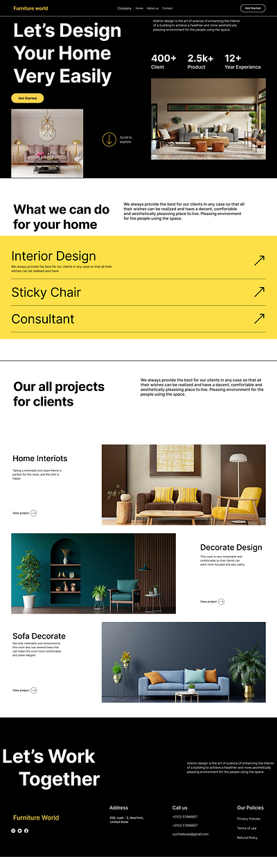 Furniture and Logistics Landing page graphic design ui