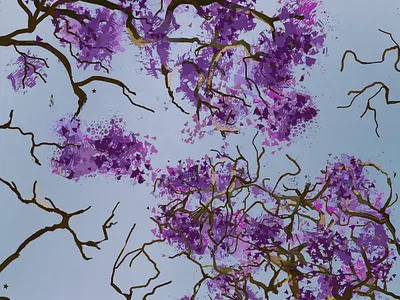 Jacaranda Drive bookmark flowers gimp gnu image manipulation program graphic design illustration jacaranda landscape made with human open source tooling pquite stylised trees urbansketching vertical banner