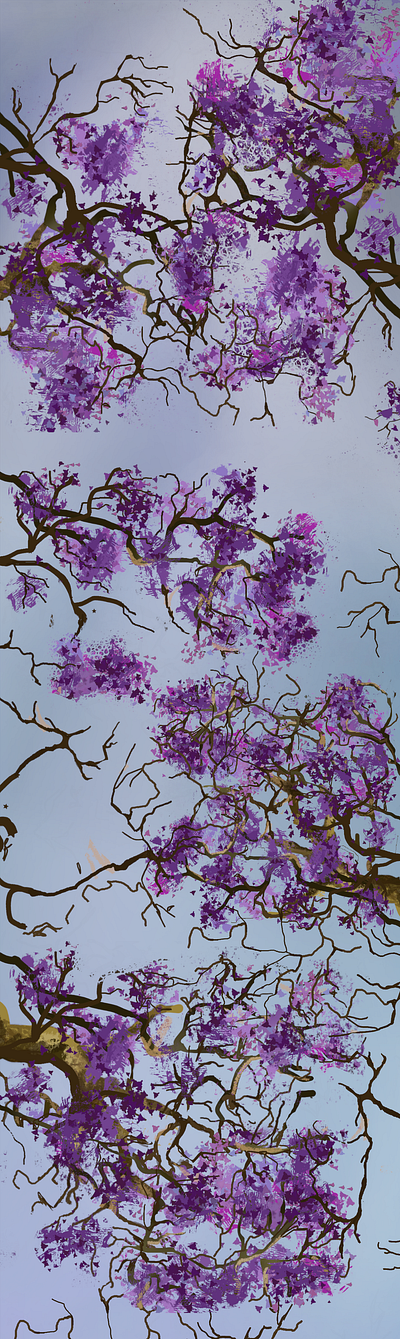 Jacaranda Drive bookmark flowers gimp gnu image manipulation program graphic design illustration jacaranda landscape made with human open source tooling pquite stylised trees urbansketching vertical banner