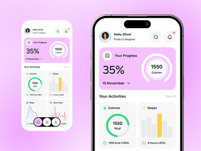 Health Tracker Mobile App activity appconcept dashboarddesign fitnesstracker health tracker healthapp healthcare healthcare app heart rate measurements medical app minimaldesign mobile app mobileui mvp ui ux uxdesign wellnessapp