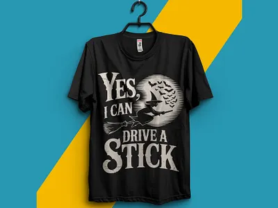 Witch Themed Halloween T-Shirt Design – Yes I Can Drive a Stick branding creative creative tee design design funny quote design graphic design halloween apparel halloween graphic halloween t shirt illustration logo print on demand spooky design tshirt typography tee vector vintage t shirt