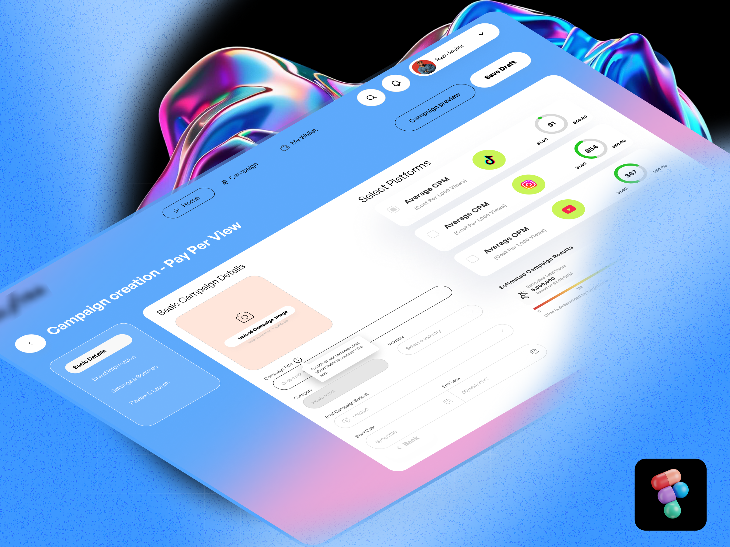 Campaign Creation Experience for Influencer Platforms app branding campaignbuilder creatordashboard dashboardui design graphic design illustration influencermarketing logo marketingplatform modernui productdesign saasui typography ui uiuxdesign ux vector webappdesign