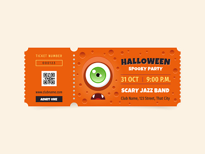 Halloween spooky party invitation ad cartoon celebration child cute design funny graphic design halloween invitation kid monster party ticket vector