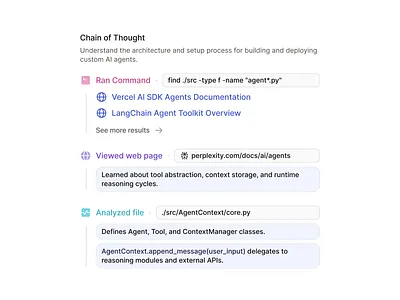CoT component ai app ai component ai product card chain of thought cot component design ui ux web design website