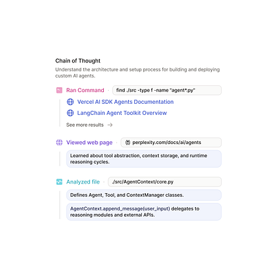 CoT component ai app ai component ai product card chain of thought cot component design ui ux web design website