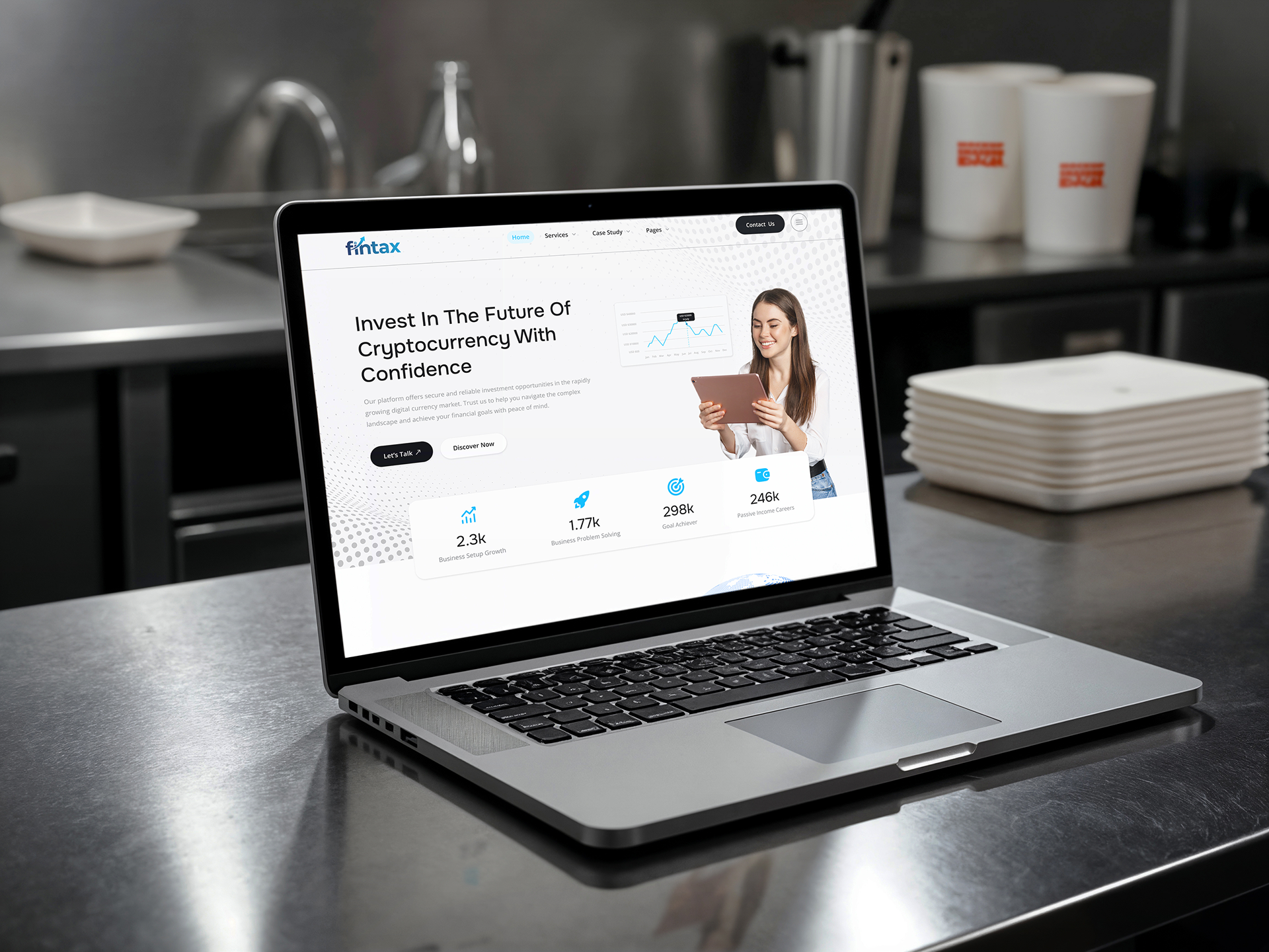 Fintax - Financial Website case study design design inspiration figma financial website interactive design landing page minimalist design modern web design responsive layout single page design ui uiux uxui design web design inspiration