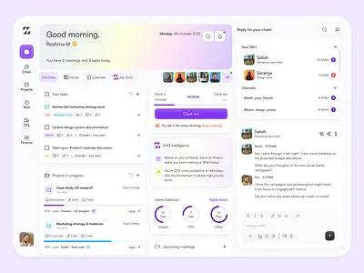 ZINQ – Employee Dashboard UI aiux dashboard dashboarddesign employee employeeexperience intelligence interfacedesign management modernworkspace productivity saas saasdesign ui uiux design ux workplacedesign zinq