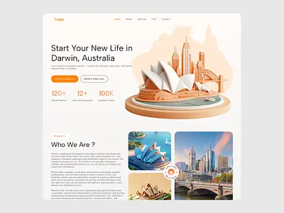 Darwin Migration – Immigration Website Design 3d web design adobe illustrator adobe photoshop australia immigration clean ui figma home page immigration website landing page migration website modern web design ui design uiux web design webiste