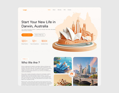 Darwin Migration – Immigration Website Design 3d web design adobe illustrator adobe photoshop australia immigration clean ui figma home page immigration website landing page migration website modern web design ui design uiux web design webiste