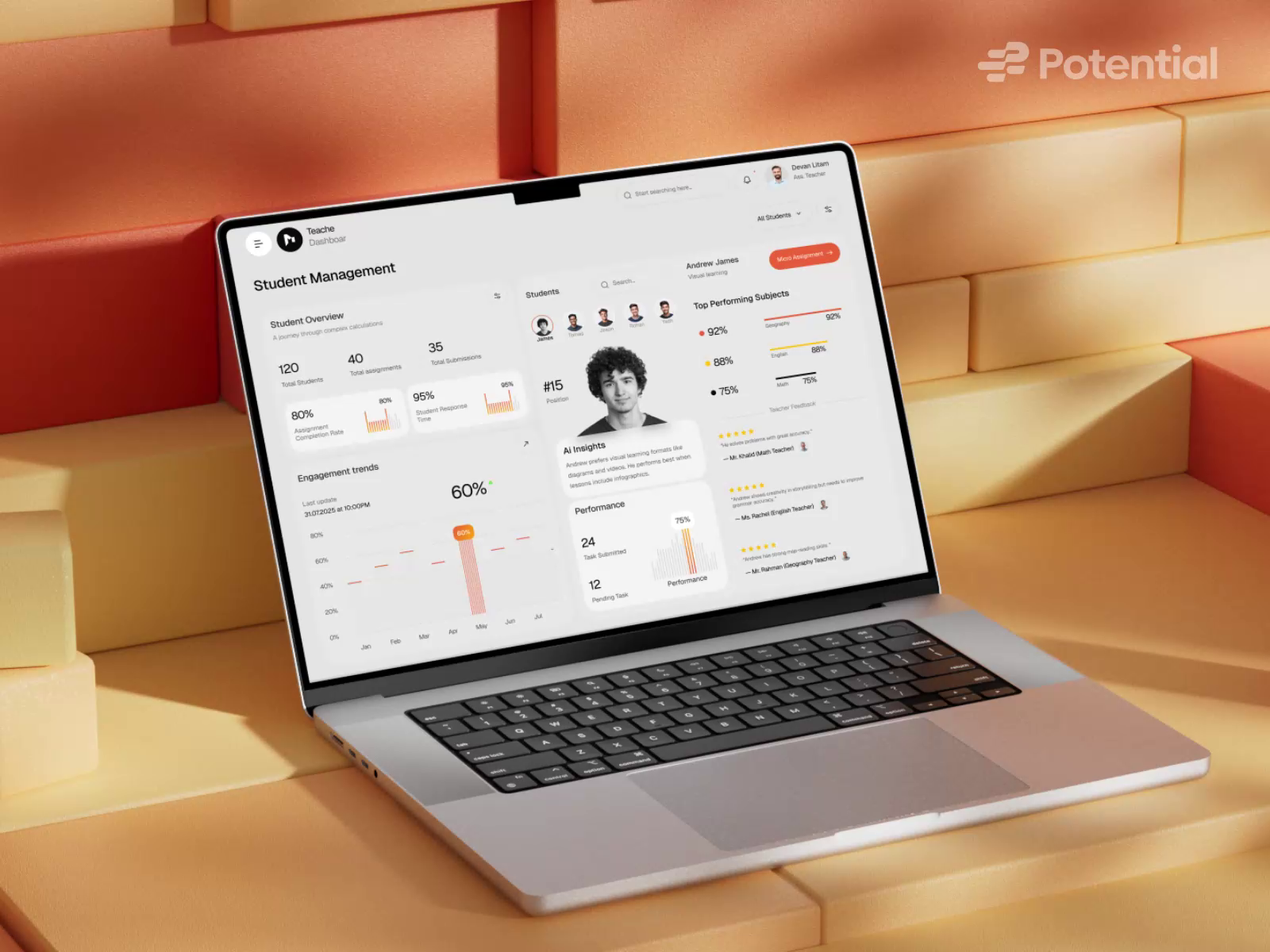 Mentora - Web App 3D Animation | Dashboard | Potential