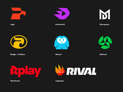 Types of Logos abstract brand identity branding category creative logo eagle fire flame graphic design hawk lettermark logo logotype mascot md mihai dolganiuc design monogram symbol wordmark