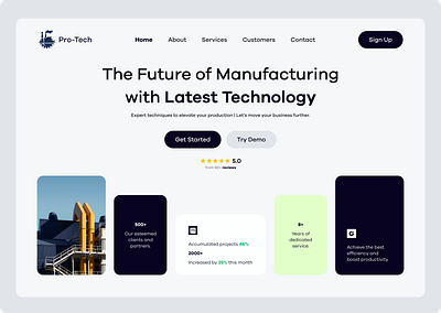 Protech - Professional Manufacturing Company. ecommerce figma interactiondesign landingpage microinteraction mobileui productdesign saasdesign uidesign uiux usability userexperience userinterface ux uxdesign webapp