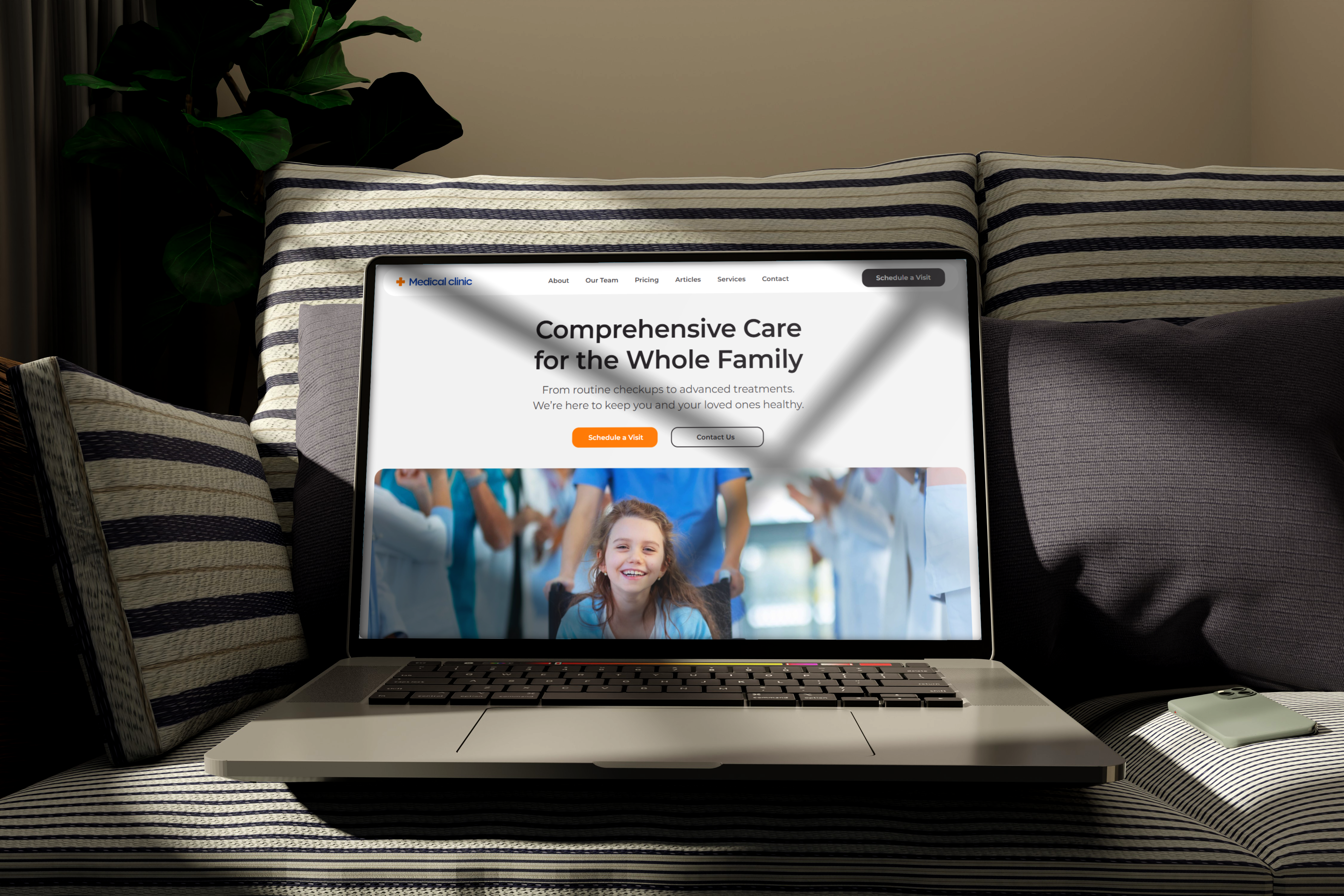 Medical Clinic 1 blue card design cards clinic orange ready made template ui web design white