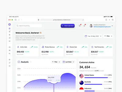 MySales - CRM Dashboard Tablet Version crm crm dashboard dashboard dashboard design figma ui ui design ui designer uiux uiux design uiux designer ux ux design ux designer