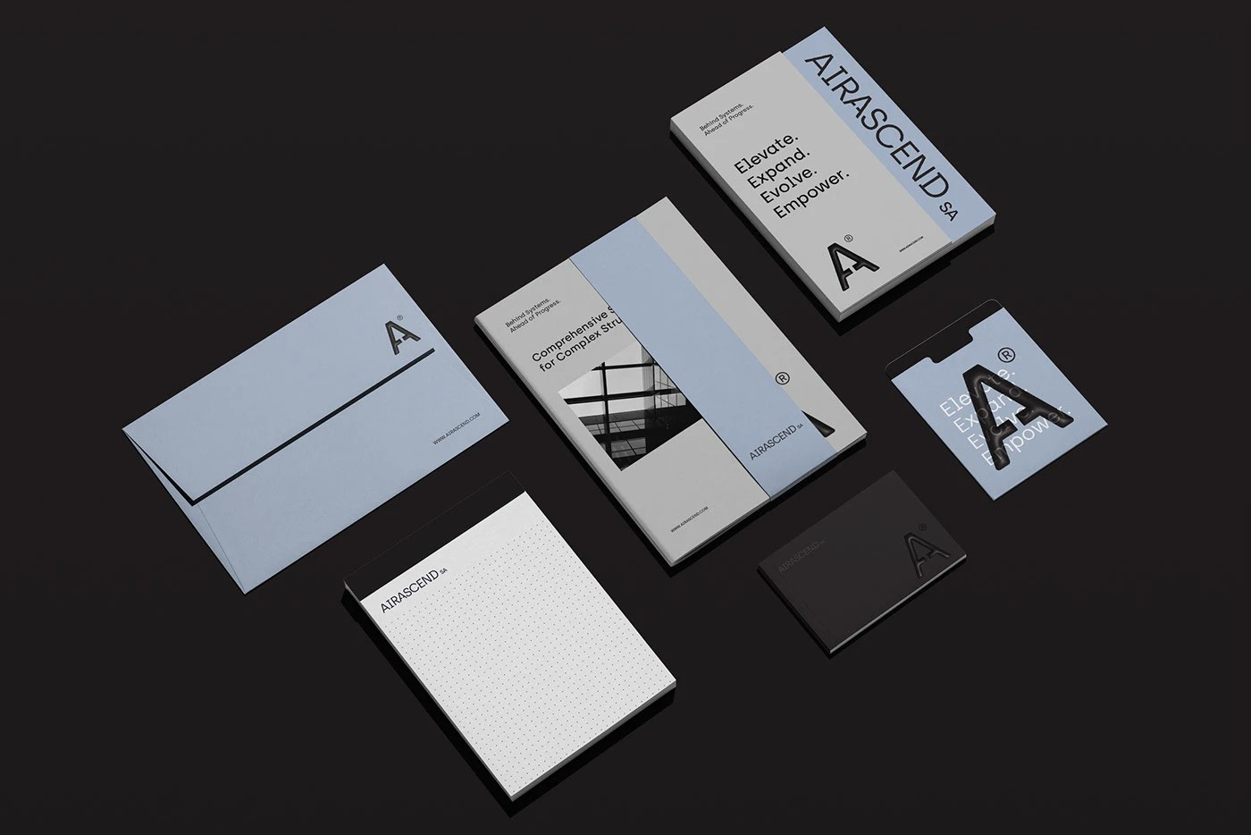 AIRASCEND Brand Identity 3d animation branding design download free freebie graphic design illustration logo mockup mockup cloud mockupcloud motion graphics ui