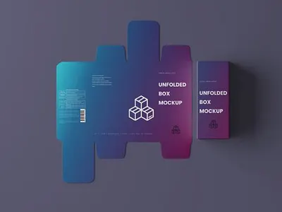 Unfolded Box Mockups box packaging paper print unfolded