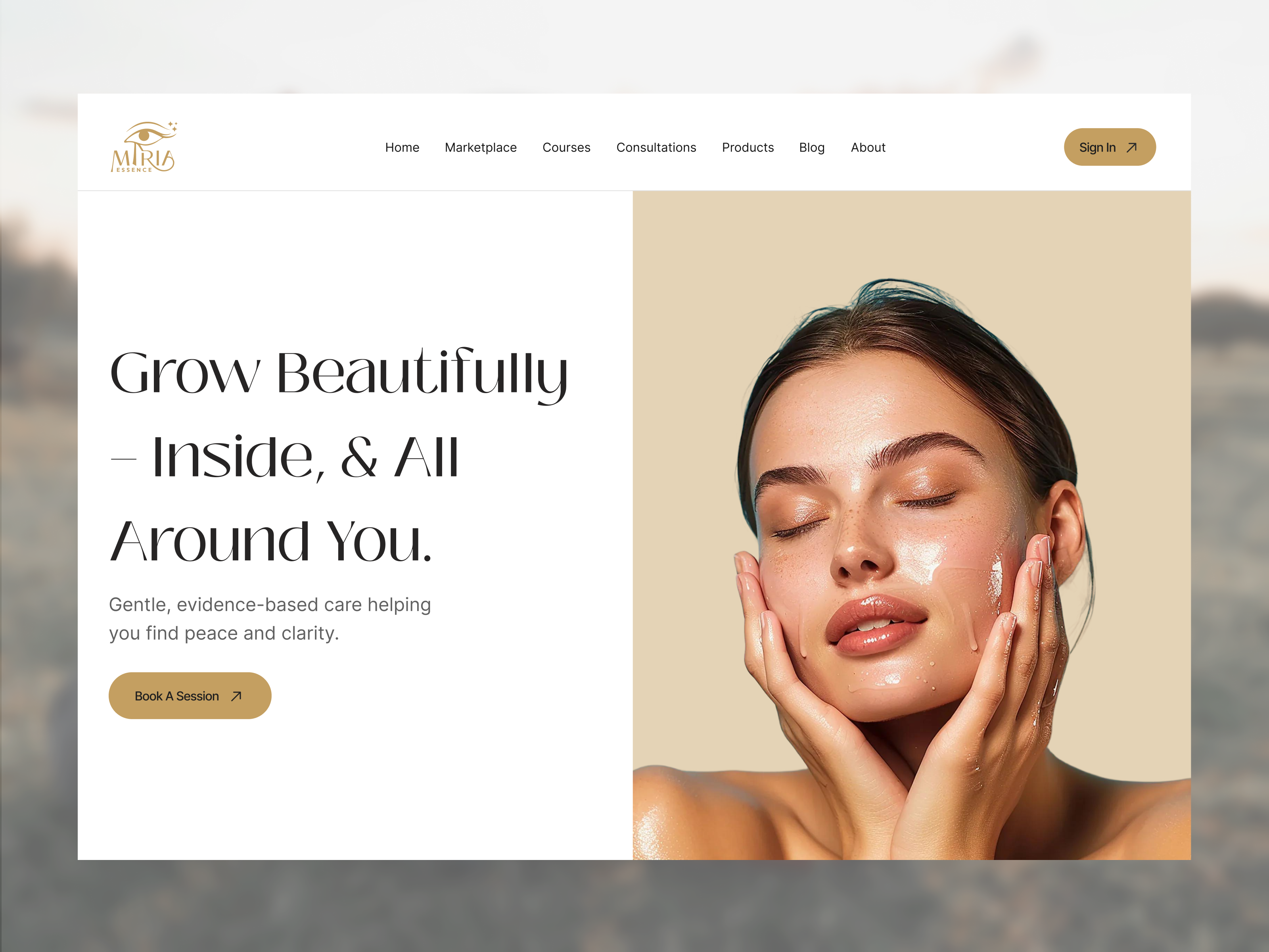Healthy Lifestyle & Beauty-Focused Website cleanui healthtech holisticwellness homepageconcept marketplace mindfulnessapp minimaldesign naturalinspired productdesign rewarddesign uiuxdesign userexperience wellnessapp
