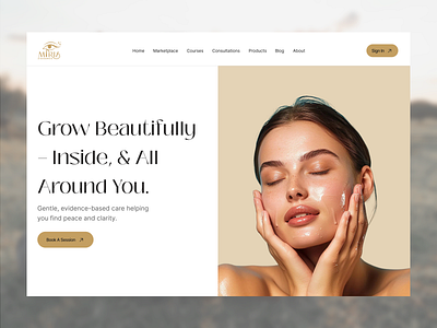 Healthy Lifestyle & Beauty-Focused Website cleanui healthtech holisticwellness homepageconcept marketplace mindfulnessapp minimaldesign naturalinspired productdesign rewarddesign uiuxdesign userexperience wellnessapp