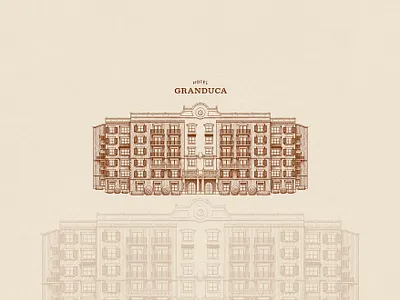 Hotel Granduca - illustration branding custom engraving etching graphic design hand drawn hotel houston illustration logo restaurant texas vintage