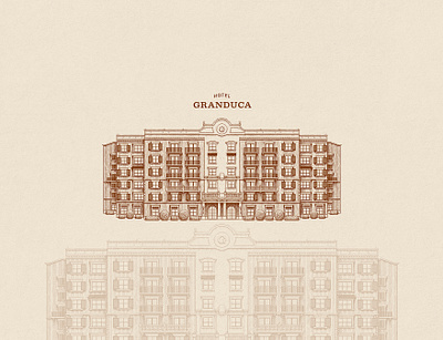Hotel Granduca - illustration branding custom engraving etching graphic design hand drawn hotel houston illustration logo restaurant texas vintage