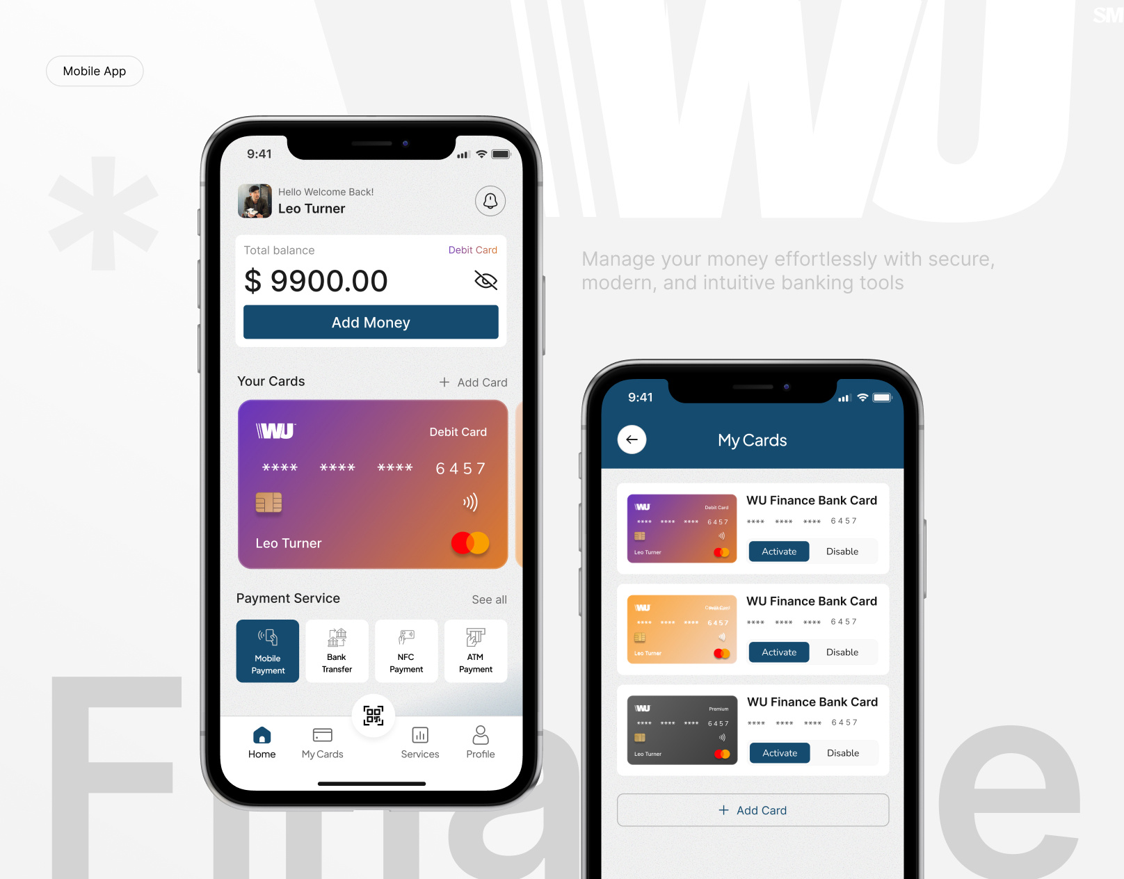 WP Finance Mobile App Design android app ui app concept app mockup app ui banking app ui ux banking mobile app clean ui expense tracker design figma design finance app interaction design ios app design minimal design mobile app design mobile ui modern app money management app ui ux design user interface