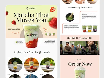 Nokori – Matcha Café Landing Page Design branding matcha uxdesign webdesign