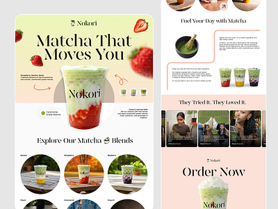Nokori – Matcha Café Landing Page Design branding matcha uxdesign webdesign