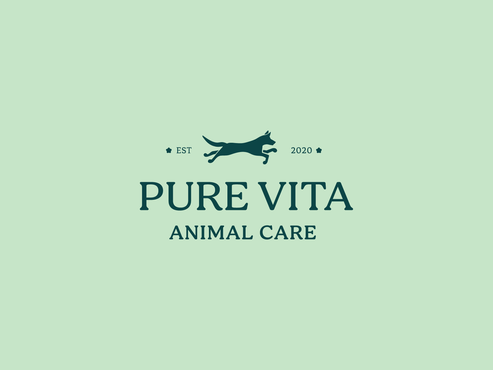 Pure Vita - Pet food Brand Logo animal care brand shop logo animal care logo best pet logo designer dribbble brand identity design cat food brand logo dog food brand logo e commerce pet shop logo green iconic logo label design lime green logo design minimal animal care logo packaging design pet food brand logo pet food suppliment pet logo premium pet food brand logo