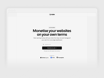 SaaS waitlist page astro join landing page launch minimal modern monochrome saas sign up splash page ui wait list waiting list waitlist web design website