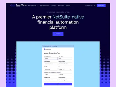 SquareWorks - Hero Animation animation b2b brand branding clean colors development hero homepage invoice landing page logo motion payment product design typography ui ux web design website
