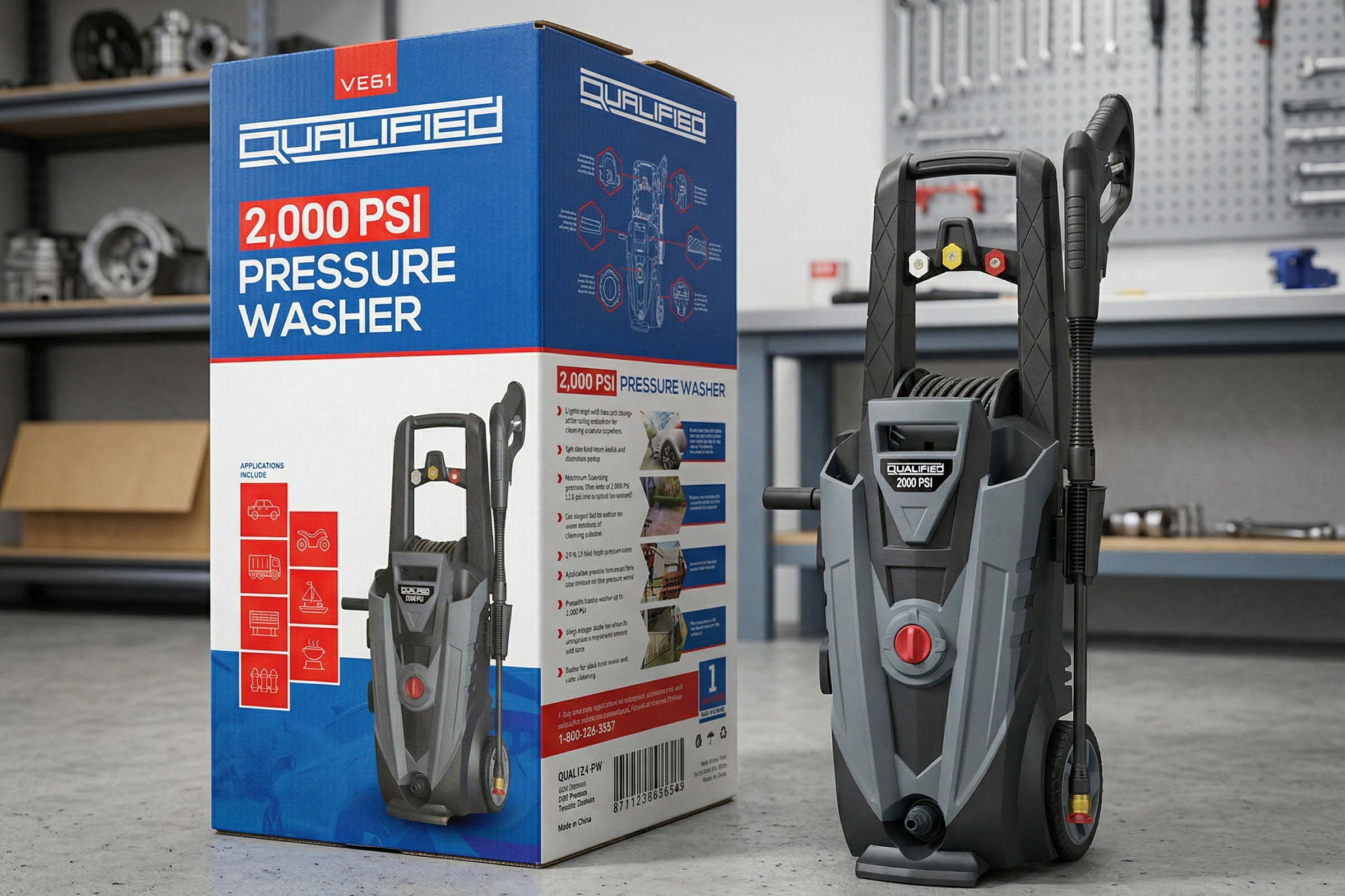 Pressure Washer Packaging — Industrial Product Box Design balance box design branding clean creative fmcg design graphic design hardware packaging icons industrial design marketing modern packaging packaging design print product box product packaging reliable retail packaging tool branding