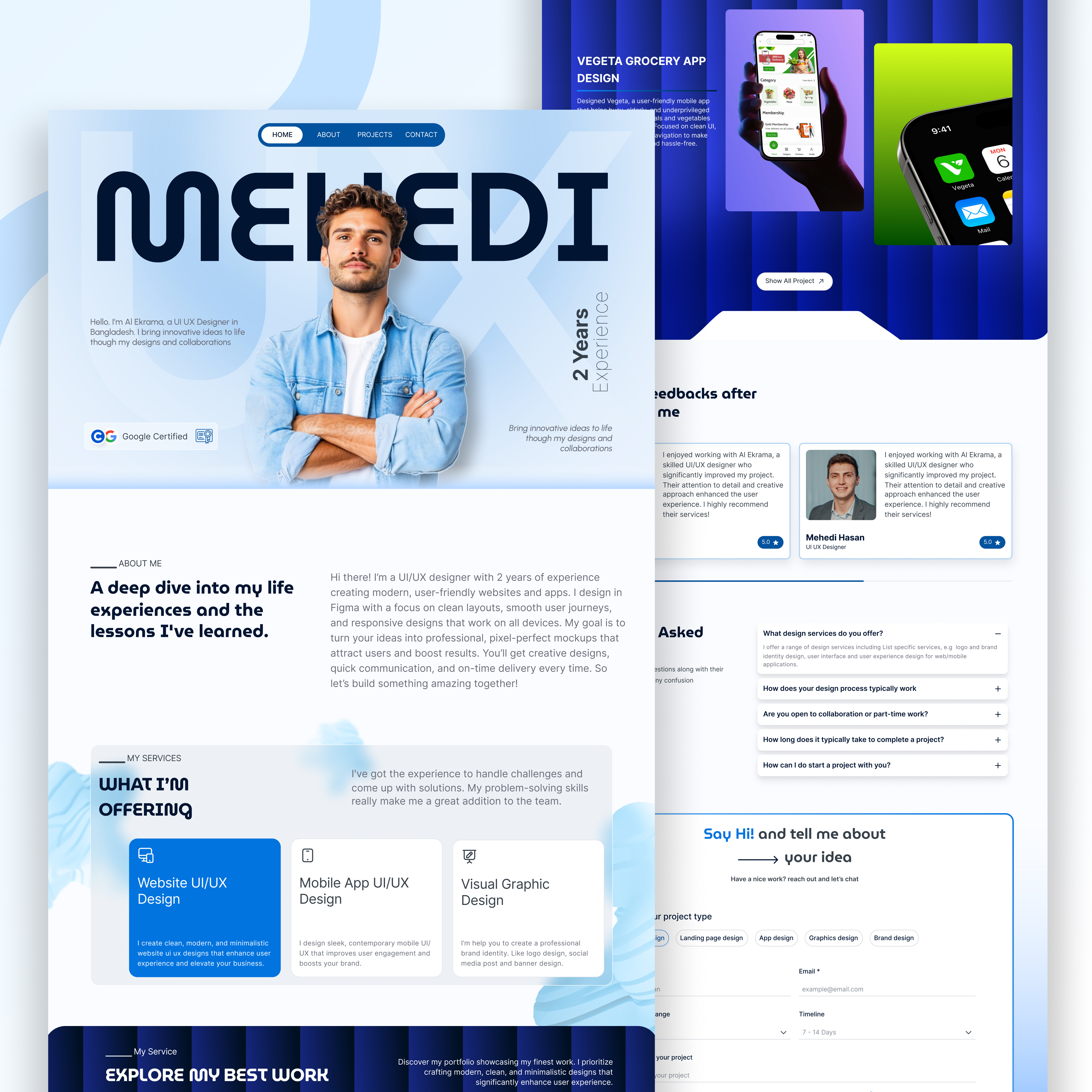 Portfolio Website | Landing Page Design figma design landing page landing page design portfolio website ui design uiux ux design website website design