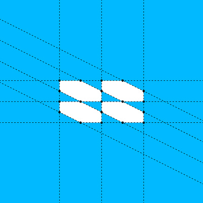 Logo grid for Interform architect blocks bold logo bolt icon branding concept grid idea industrial letter b logo logo grid logomark minimal modern monogram real estate shapes symbol thunder icon