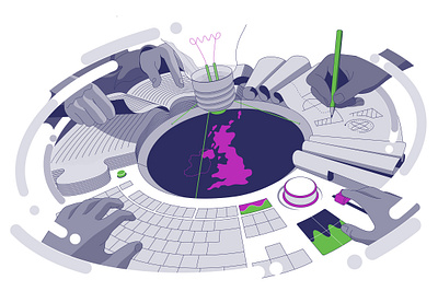 teamwork collaboration illustration key visual line art teamwork vector