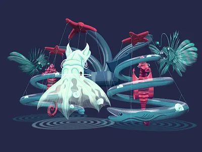 AI workflow digital painting editorial illustration key visual surrealism underwater