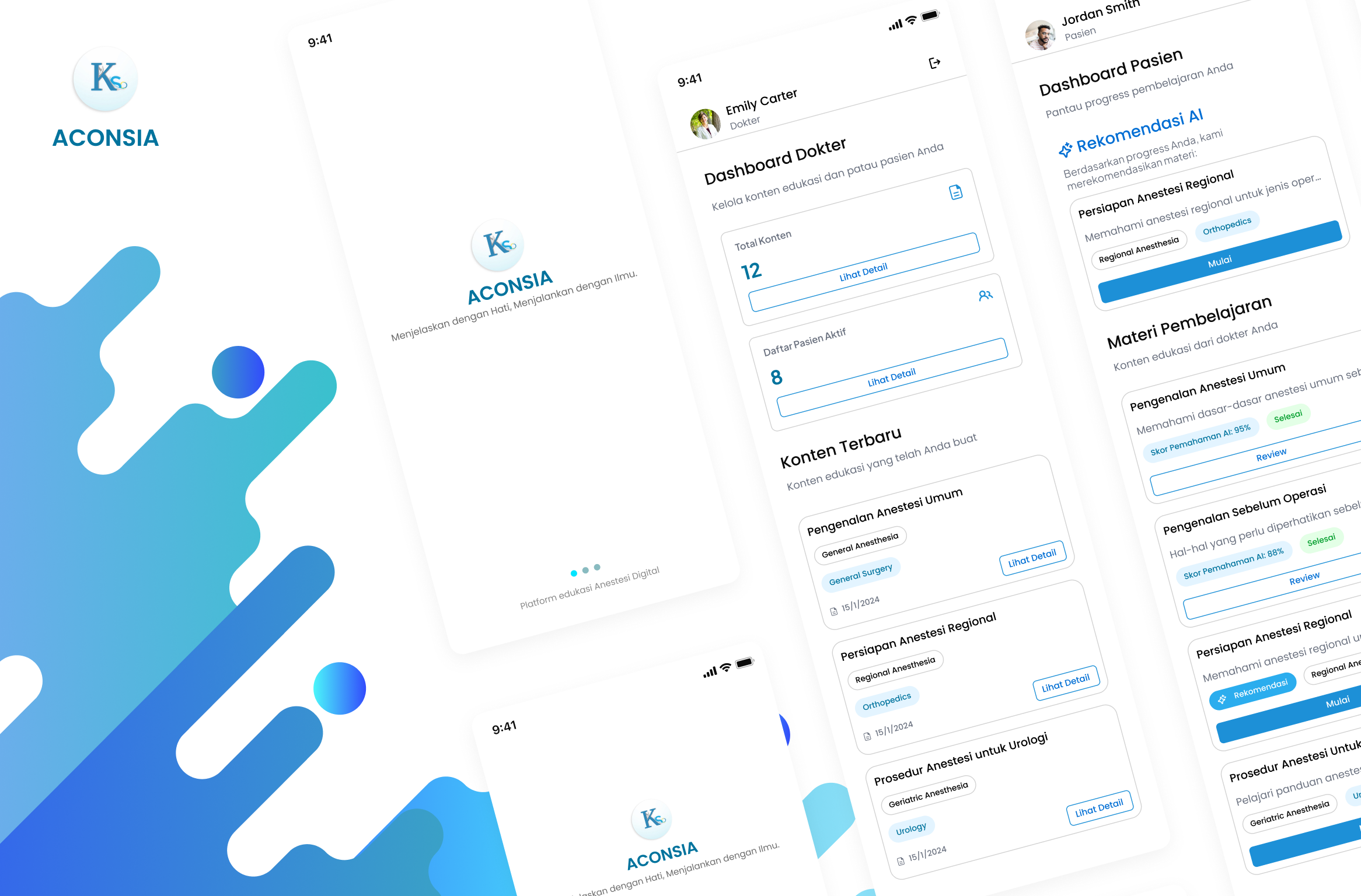 ACONSIA anesthesia anesthesia education platform design doctor education figmadesign medical mobile dashboard platform ui uidesign uxdesign