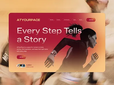 ATYURPACE - A Place for Runner Stories bright hero section modern design running sport ui website