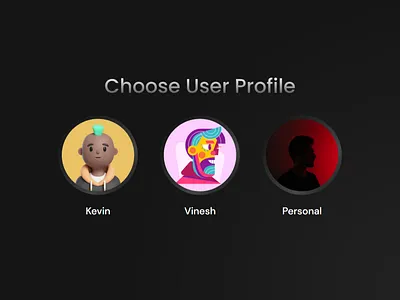 User Profile Selection Page UI - Day 64 of DailyUI dailyui dark theme dark ui design figma graphic design motion profile page react ui ui design ui ux ui ux design user profile user profile page web design