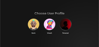 User Profile Selection Page UI - Day 64 of DailyUI dailyui dark theme dark ui design figma graphic design motion profile page react ui ui design ui ux ui ux design user profile user profile page web design