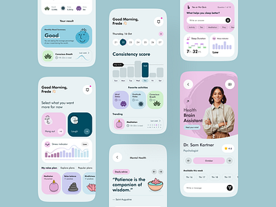 Mental Health & Brain Assistant App app app design design doctor health health app healthcare healthcare app medical medicine mobile mobile app ui ux