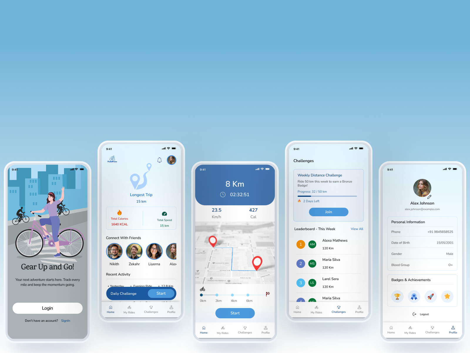 Pedal Pulse – Bicycle Tracker & Fitness App appdesign biketracker cyclingapp dribbble figmadesign fitnessapp healthtech interactiondesign mobileapp pedalpulse productdesign sportsapp trackerapp uidesign uxdesign