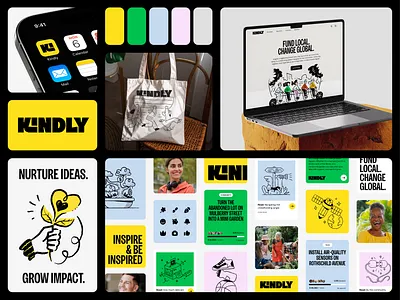 Kindly · Crowdfunding Brand Identity app brand branding community design identity illustration logo logotype minimal modern platform simple startup typography ui web
