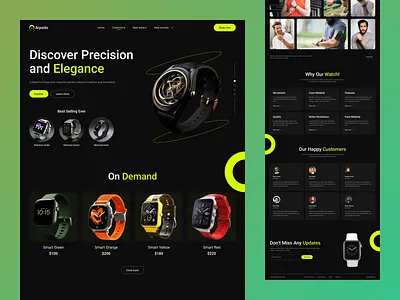 Full Website for premium and classic wristwatch black clean design clean layout creative design designers choice elegant fresh design home home page landing page minimalist popular popular design ui uiux design ux watch web branding web design website