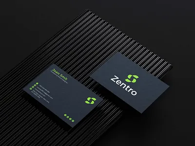 Modern Business card design for Zentro abstract logo app logo brand identity branding business card business card design graphic design green business card design it logo logo logo design natural logo tech logo visiting card