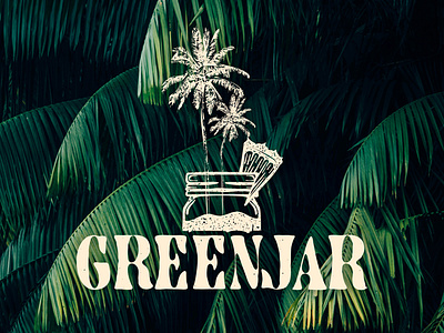 Greenjar Bev Co. Logo beach logo beverage beverage company boho boho design boho logo custom logo green jar greenjar greenjar beverage hand drawn hand drawn logo logo design mason jar logo palm tree logo pineapple logo rustic logo surf logo tropical logo
