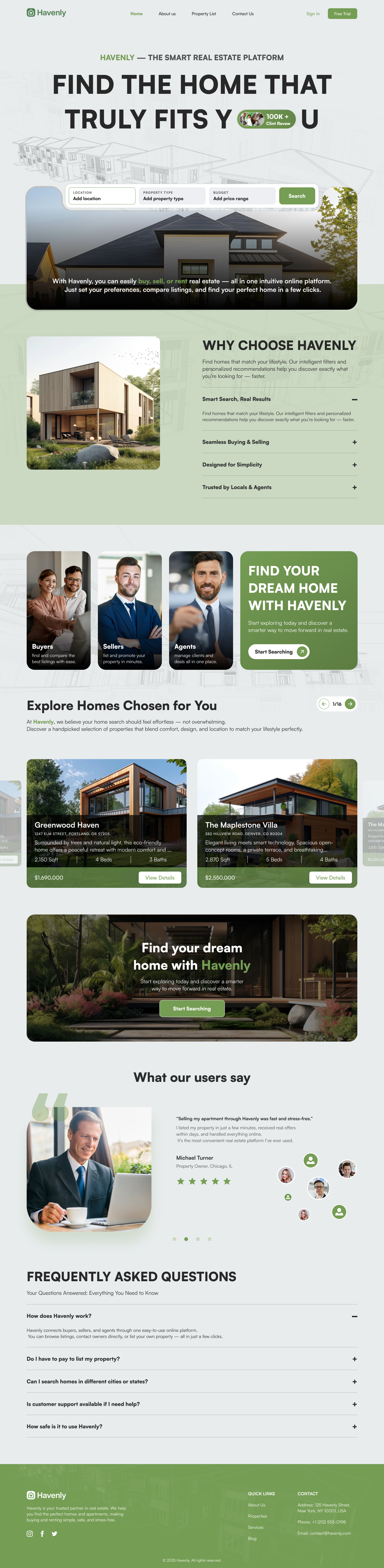 Havenly — The Smart Real Estate Platform ai figma graphic design landing landingpage product design ui uxui web