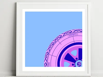 Miami Vice - Fuchs automotive blue design flat graphic design illustration miami vice pink porsche wheel