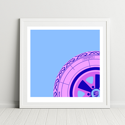 Miami Vice - Fuchs automotive blue design flat graphic design illustration miami vice pink porsche wheel