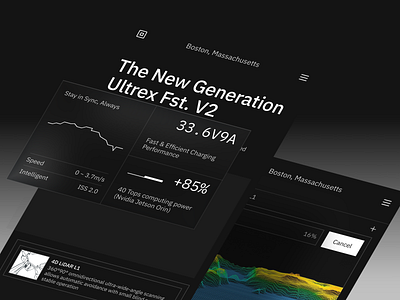 Ultrex Fst. V2 (Mobile Vers) chart dark mode drone graphic chart lidar spatial ui maps ui military minimalist design mobile design responsive design robotic landing page robotic store ui design robotics solid color spatial ui statistics terminal design ui ui design website