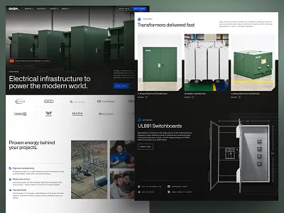 Giga Energy Homepage clean design electrical energy giga modern technical transformer ui website